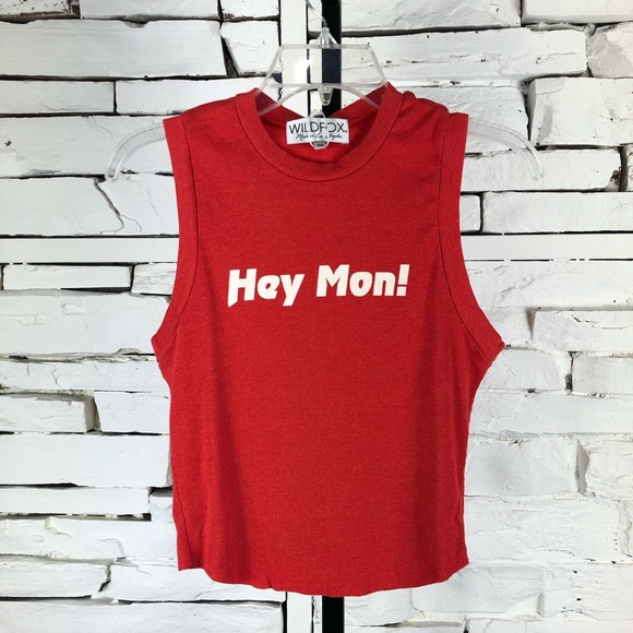 Wildfox Hey Mon Cropped Sleeveless T-shirt 391 - Picture 3 of 8